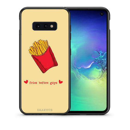 Θήκη Αγίου Βαλεντίνου Samsung S10e Fries Before Guys από τη Smartfits με σχέδιο στο πίσω μέρος και μαύρο περίβλημα | Samsung S10e Fries Before Guys case with colorful back and black bezels