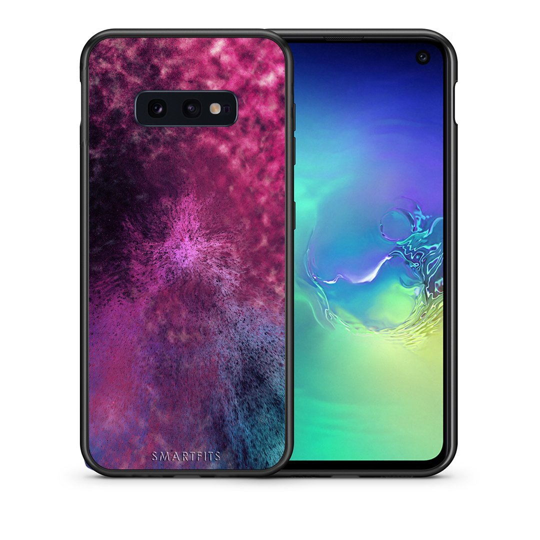 Θήκη Samsung S10e Aurora Galaxy από τη Smartfits με σχέδιο στο πίσω μέρος και μαύρο περίβλημα | Samsung S10e Aurora Galaxy case with colorful back and black bezels
