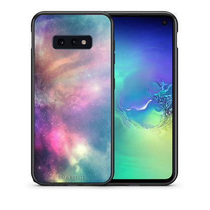 Θήκη Samsung S10e Rainbow Galaxy από τη Smartfits με σχέδιο στο πίσω μέρος και μαύρο περίβλημα | Samsung S10e Rainbow Galaxy case with colorful back and black bezels