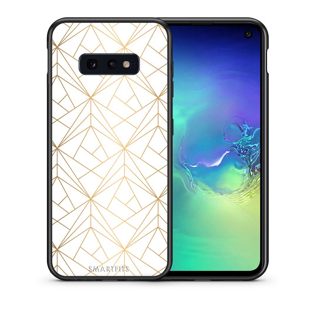Θήκη Samsung S10e Luxury White Geometric από τη Smartfits με σχέδιο στο πίσω μέρος και μαύρο περίβλημα | Samsung S10e Luxury White Geometric case with colorful back and black bezels