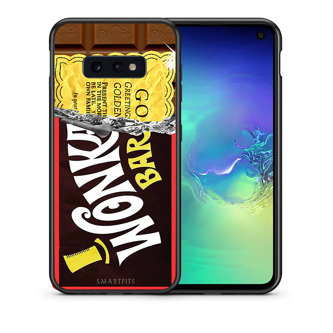 Θήκη Samsung S10e Golden Ticket από τη Smartfits με σχέδιο στο πίσω μέρος και μαύρο περίβλημα | Samsung S10e Golden Ticket case with colorful back and black bezels