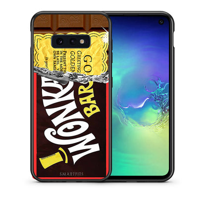 Θήκη Samsung S10e Golden Ticket από τη Smartfits με σχέδιο στο πίσω μέρος και μαύρο περίβλημα | Samsung S10e Golden Ticket case with colorful back and black bezels
