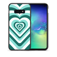 Thumbnail for Θήκη Samsung S10e Green Hearts από τη Smartfits με σχέδιο στο πίσω μέρος και μαύρο περίβλημα | Samsung S10e Green Hearts case with colorful back and black bezels