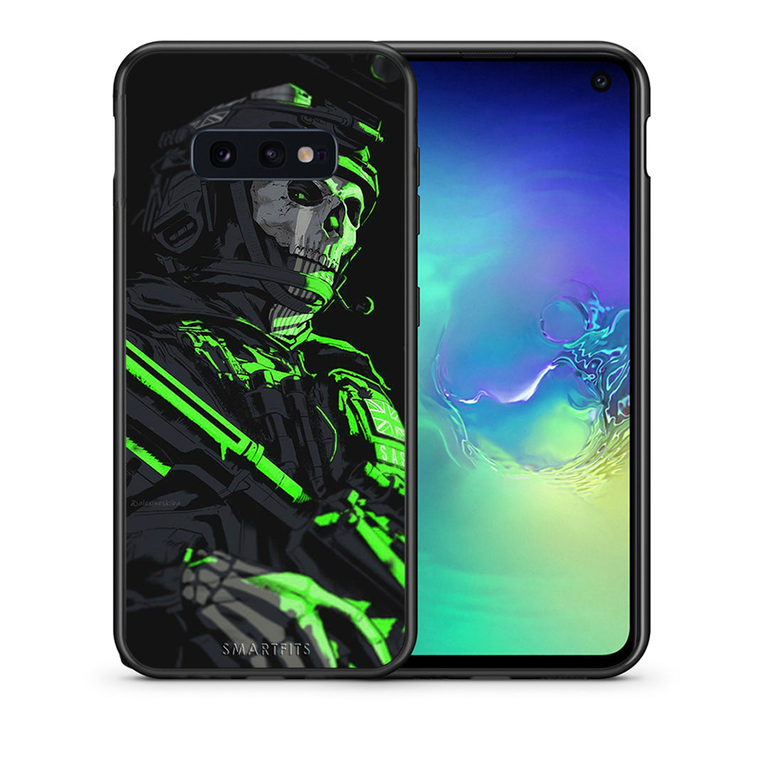 Θήκη Αγίου Βαλεντίνου Samsung S10e Green Soldier από τη Smartfits με σχέδιο στο πίσω μέρος και μαύρο περίβλημα | Samsung S10e Green Soldier case with colorful back and black bezels