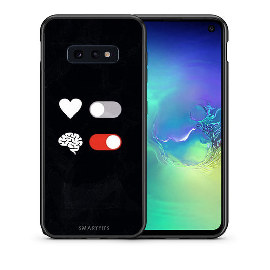 Θήκη Αγίου Βαλεντίνου Samsung S10e Heart Vs Brain από τη Smartfits με σχέδιο στο πίσω μέρος και μαύρο περίβλημα | Samsung S10e Heart Vs Brain case with colorful back and black bezels