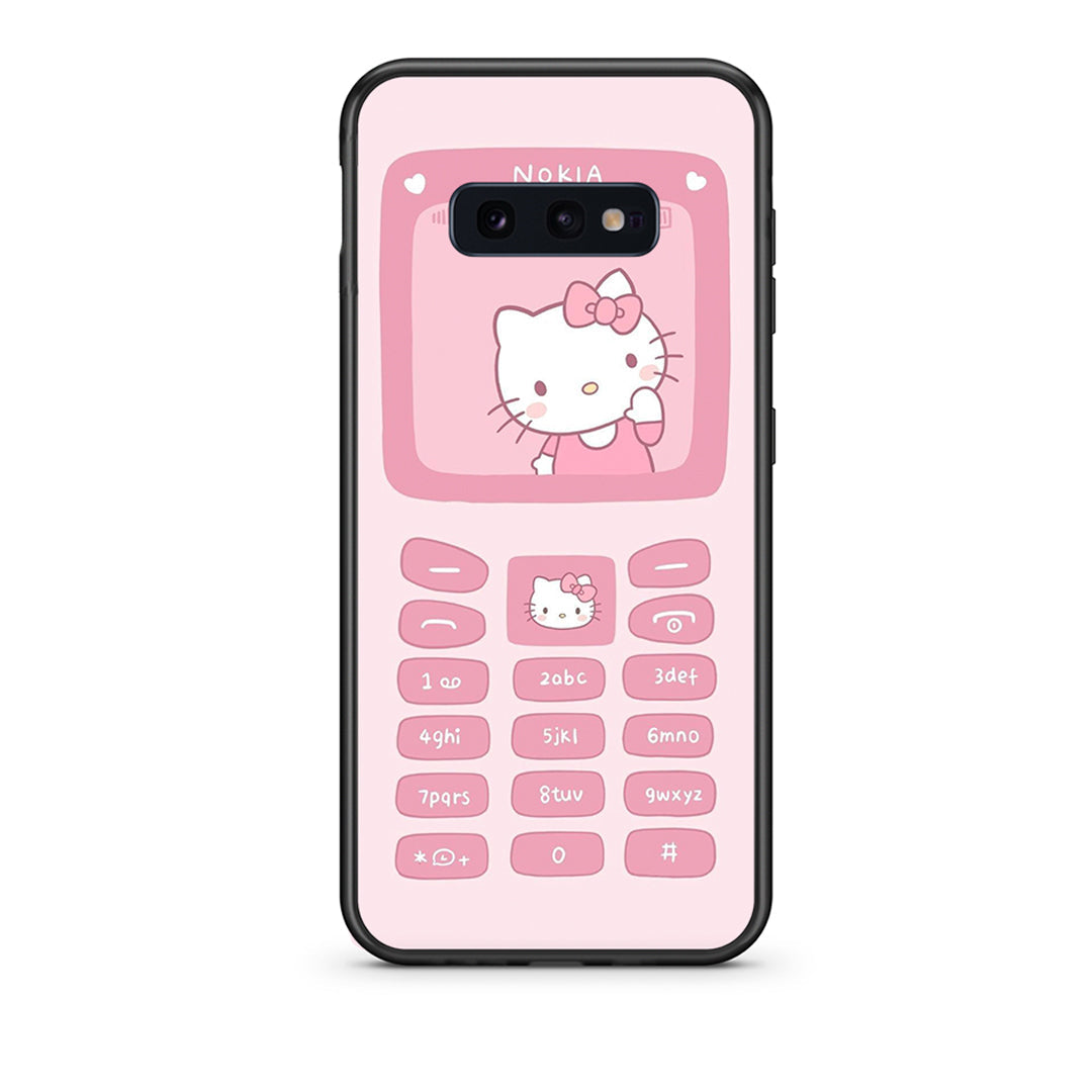 samsung s10e Hello Kitten Θήκη Αγίου Βαλεντίνου από τη Smartfits με σχέδιο στο πίσω μέρος και μαύρο περίβλημα | Smartphone case with colorful back and black bezels by Smartfits