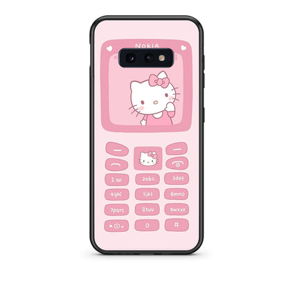 samsung s10e Hello Kitten Θήκη Αγίου Βαλεντίνου από τη Smartfits με σχέδιο στο πίσω μέρος και μαύρο περίβλημα | Smartphone case with colorful back and black bezels by Smartfits