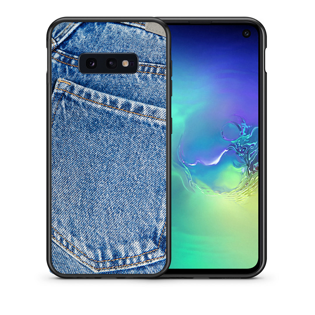 Θήκη Samsung S10e Jeans Pocket από τη Smartfits με σχέδιο στο πίσω μέρος και μαύρο περίβλημα | Samsung S10e Jeans Pocket case with colorful back and black bezels