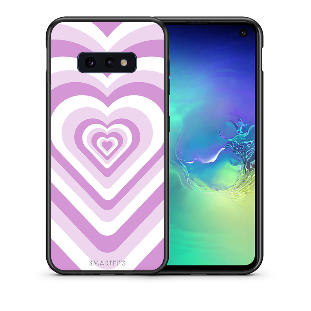 Θήκη Samsung S10e Lilac Hearts από τη Smartfits με σχέδιο στο πίσω μέρος και μαύρο περίβλημα | Samsung S10e Lilac Hearts case with colorful back and black bezels