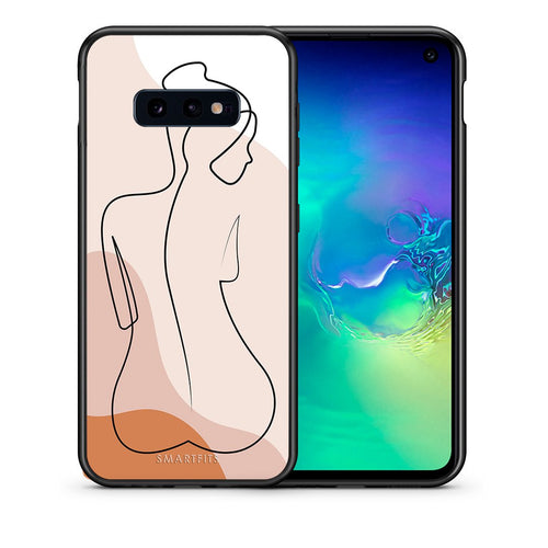 Θήκη Samsung S10e LineArt Woman από τη Smartfits με σχέδιο στο πίσω μέρος και μαύρο περίβλημα | Samsung S10e LineArt Woman case with colorful back and black bezels