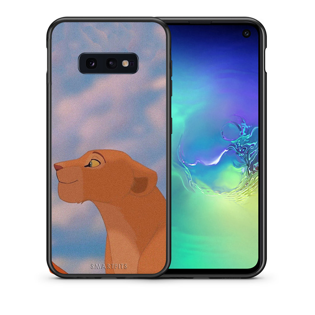 Θήκη Αγίου Βαλεντίνου Samsung S10e Lion Love 2 από τη Smartfits με σχέδιο στο πίσω μέρος και μαύρο περίβλημα | Samsung S10e Lion Love 2 case with colorful back and black bezels