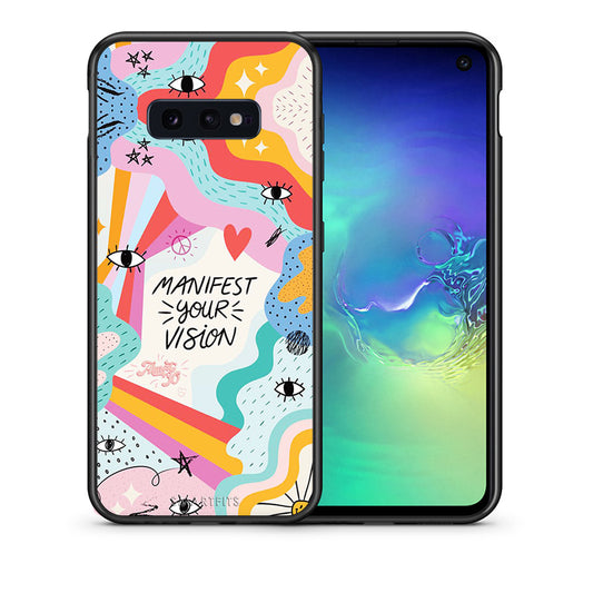Θήκη Samsung S10e Manifest Your Vision από τη Smartfits με σχέδιο στο πίσω μέρος και μαύρο περίβλημα | Samsung S10e Manifest Your Vision case with colorful back and black bezels