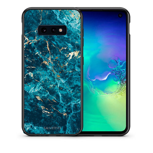 Θήκη Samsung S10e Marble Blue από τη Smartfits με σχέδιο στο πίσω μέρος και μαύρο περίβλημα | Samsung S10e Marble Blue case with colorful back and black bezels