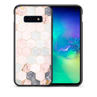 Thumbnail for Θήκη Samsung S10e Hexagon Pink Marble από τη Smartfits με σχέδιο στο πίσω μέρος και μαύρο περίβλημα | Samsung S10e Hexagon Pink Marble case with colorful back and black bezels