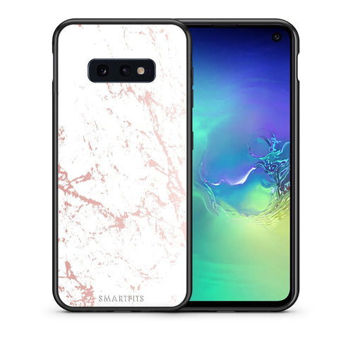 Θήκη Samsung S10e Pink Splash Marble από τη Smartfits με σχέδιο στο πίσω μέρος και μαύρο περίβλημα | Samsung S10e Pink Splash Marble case with colorful back and black bezels