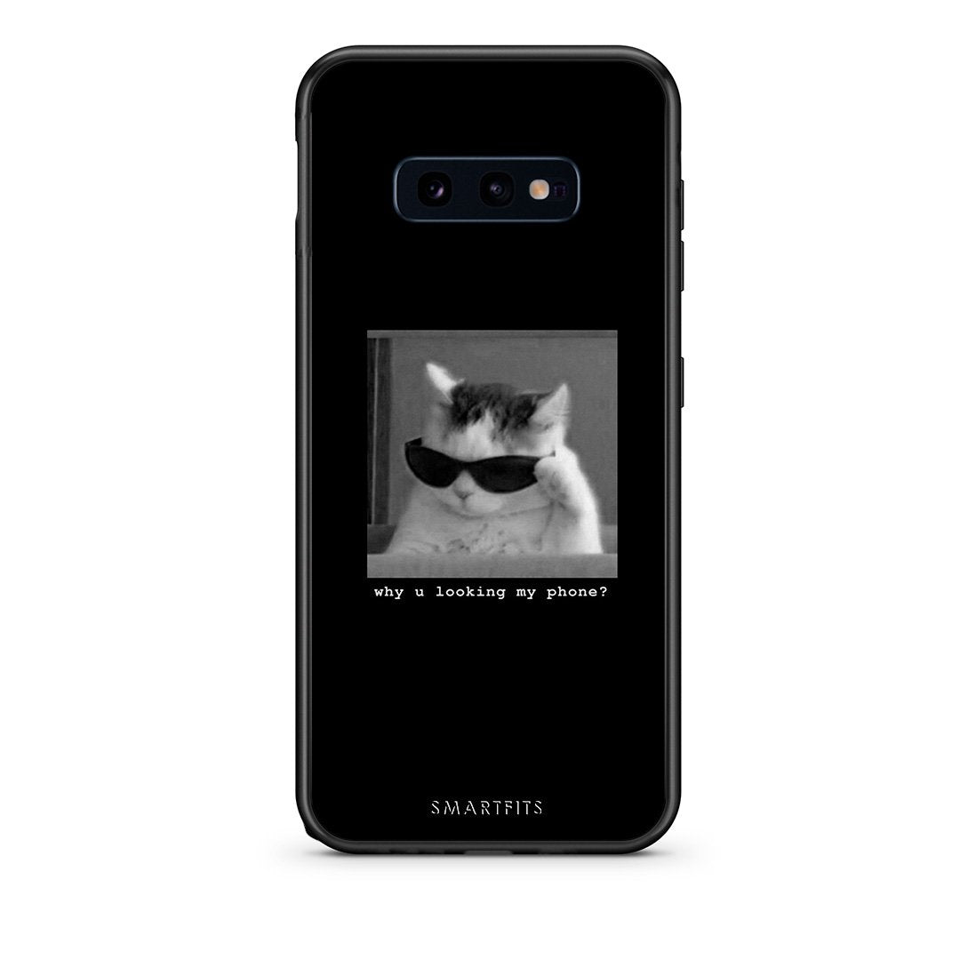 samsung s10e Meme Cat θήκη από τη Smartfits με σχέδιο στο πίσω μέρος και μαύρο περίβλημα | Smartphone case with colorful back and black bezels by Smartfits