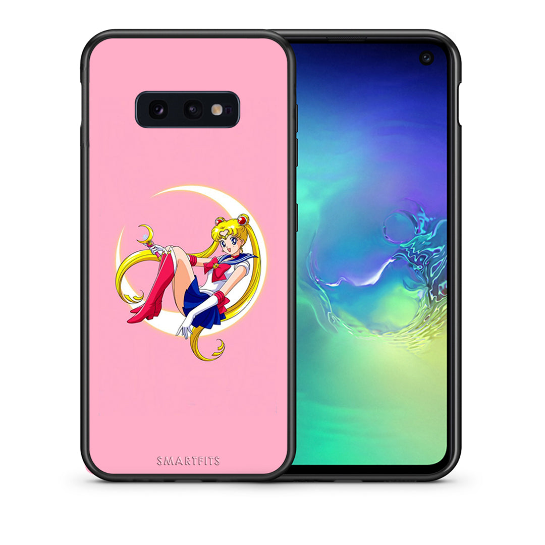 Θήκη Samsung S10e Moon Girl από τη Smartfits με σχέδιο στο πίσω μέρος και μαύρο περίβλημα | Samsung S10e Moon Girl case with colorful back and black bezels