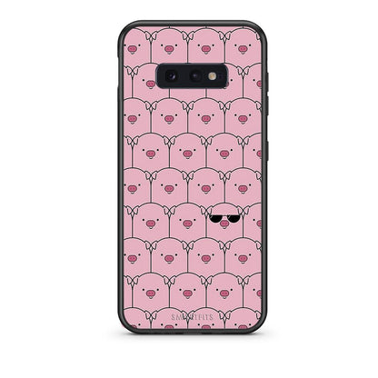 samsung s10e Pig Glasses θήκη από τη Smartfits με σχέδιο στο πίσω μέρος και μαύρο περίβλημα | Smartphone case with colorful back and black bezels by Smartfits