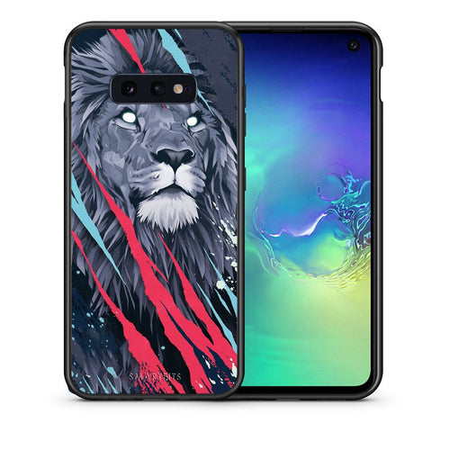 Θήκη Samsung S10e Lion Designer PopArt από τη Smartfits με σχέδιο στο πίσω μέρος και μαύρο περίβλημα | Samsung S10e Lion Designer PopArt case with colorful back and black bezels