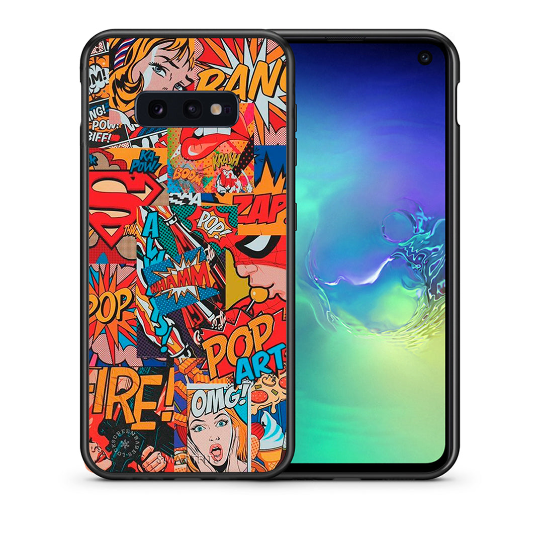 Θήκη Samsung S10e PopArt OMG από τη Smartfits με σχέδιο στο πίσω μέρος και μαύρο περίβλημα | Samsung S10e PopArt OMG case with colorful back and black bezels