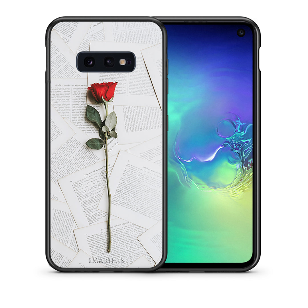 Θήκη Samsung S10e Red Rose από τη Smartfits με σχέδιο στο πίσω μέρος και μαύρο περίβλημα | Samsung S10e Red Rose case with colorful back and black bezels