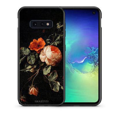 Θήκη Samsung S10e Vintage Roses από τη Smartfits με σχέδιο στο πίσω μέρος και μαύρο περίβλημα | Samsung S10e Vintage Roses case with colorful back and black bezels