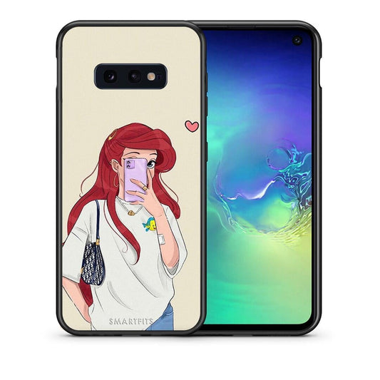 Θήκη Samsung S10e Walking Mermaid από τη Smartfits με σχέδιο στο πίσω μέρος και μαύρο περίβλημα | Samsung S10e Walking Mermaid case with colorful back and black bezels