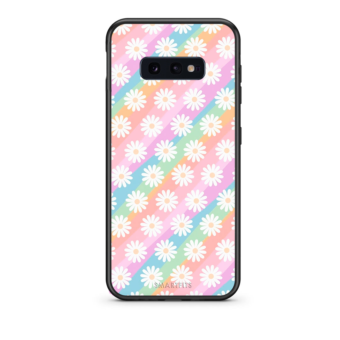 samsung s10e White Daisies θήκη από τη Smartfits με σχέδιο στο πίσω μέρος και μαύρο περίβλημα | Smartphone case with colorful back and black bezels by Smartfits