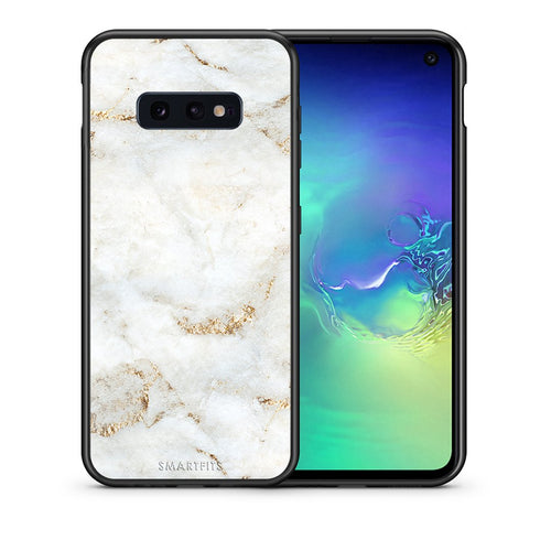 Θήκη Samsung S10e White Gold Marble από τη Smartfits με σχέδιο στο πίσω μέρος και μαύρο περίβλημα | Samsung S10e White Gold Marble case with colorful back and black bezels