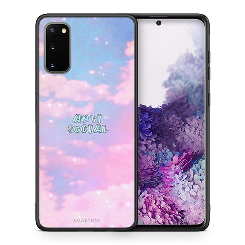 Θήκη Αγίου Βαλεντίνου Samsung S20 Anti Social από τη Smartfits με σχέδιο στο πίσω μέρος και μαύρο περίβλημα | Samsung S20 Anti Social case with colorful back and black bezels