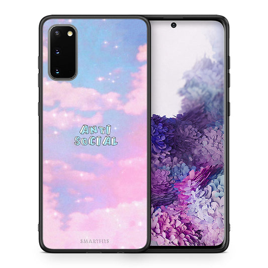 Θήκη Αγίου Βαλεντίνου Samsung S20 Anti Social από τη Smartfits με σχέδιο στο πίσω μέρος και μαύρο περίβλημα | Samsung S20 Anti Social case with colorful back and black bezels