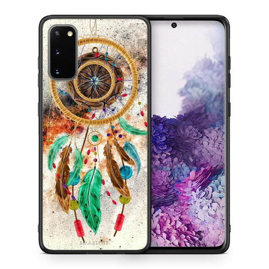 Θήκη Samsung S20 DreamCatcher Boho από τη Smartfits με σχέδιο στο πίσω μέρος και μαύρο περίβλημα | Samsung S20 DreamCatcher Boho case with colorful back and black bezels