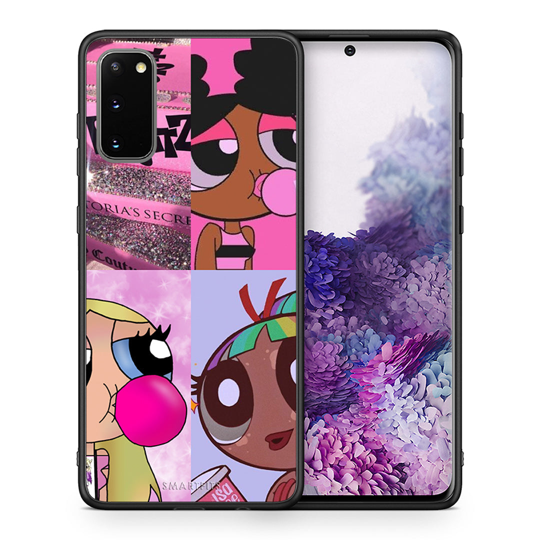 Θήκη Αγίου Βαλεντίνου Samsung S20 Bubble Girls από τη Smartfits με σχέδιο στο πίσω μέρος και μαύρο περίβλημα | Samsung S20 Bubble Girls case with colorful back and black bezels