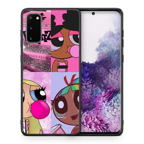 Θήκη Αγίου Βαλεντίνου Samsung S20 Bubble Girls από τη Smartfits με σχέδιο στο πίσω μέρος και μαύρο περίβλημα | Samsung S20 Bubble Girls case with colorful back and black bezels