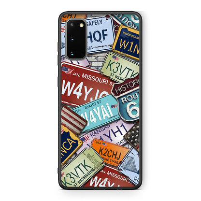 Samsung S20 Car Plates θήκη από τη Smartfits με σχέδιο στο πίσω μέρος και μαύρο περίβλημα | Smartphone case with colorful back and black bezels by Smartfits