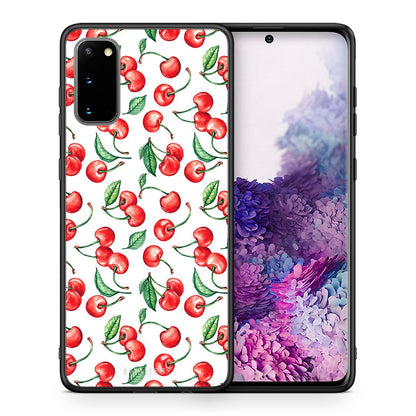 Θήκη Samsung S20 Cherry Summer από τη Smartfits με σχέδιο στο πίσω μέρος και μαύρο περίβλημα | Samsung S20 Cherry Summer case with colorful back and black bezels