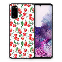 Thumbnail for Θήκη Samsung S20 Cherry Summer από τη Smartfits με σχέδιο στο πίσω μέρος και μαύρο περίβλημα | Samsung S20 Cherry Summer case with colorful back and black bezels