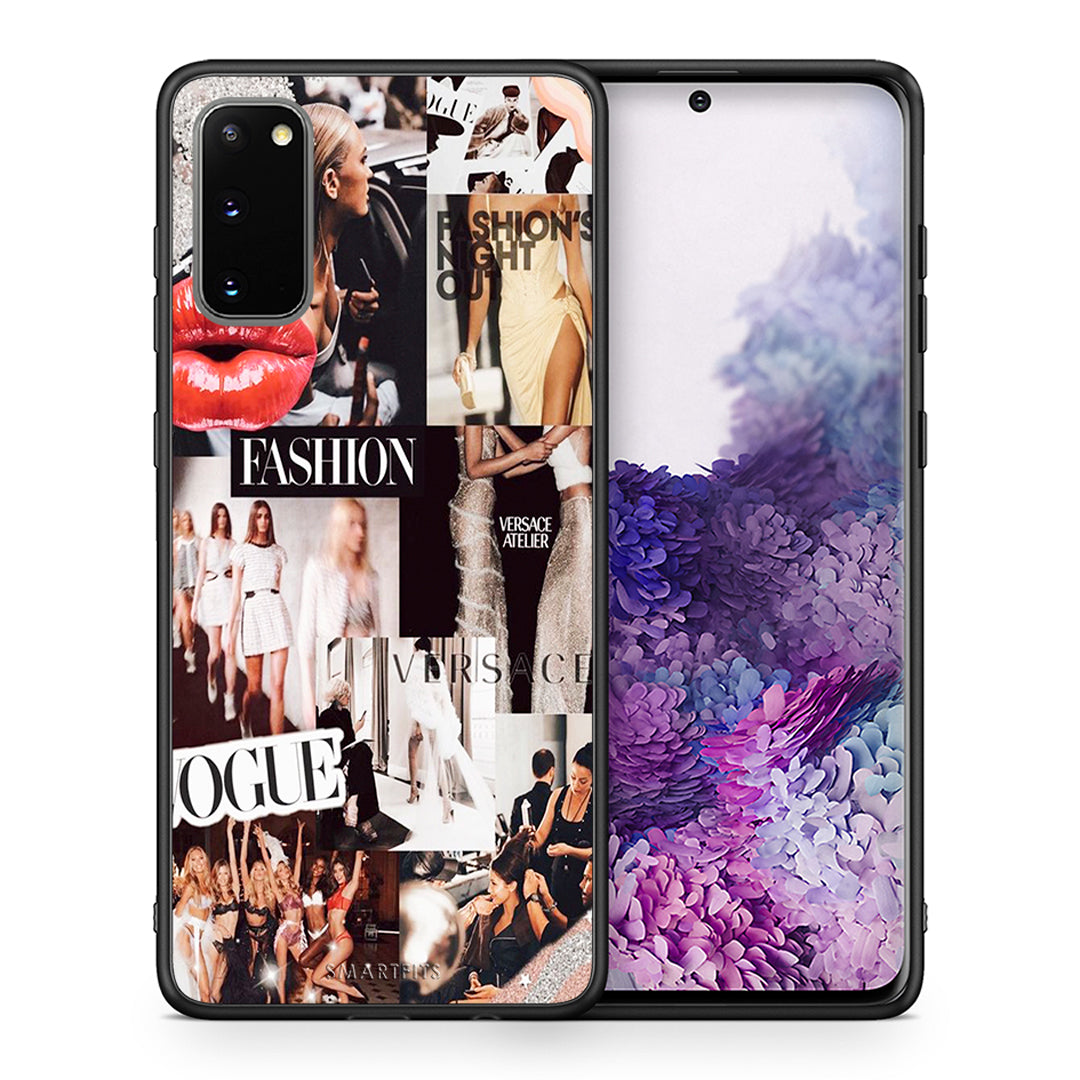 Θήκη Αγίου Βαλεντίνου Samsung S20 Collage Fashion από τη Smartfits με σχέδιο στο πίσω μέρος και μαύρο περίβλημα | Samsung S20 Collage Fashion case with colorful back and black bezels