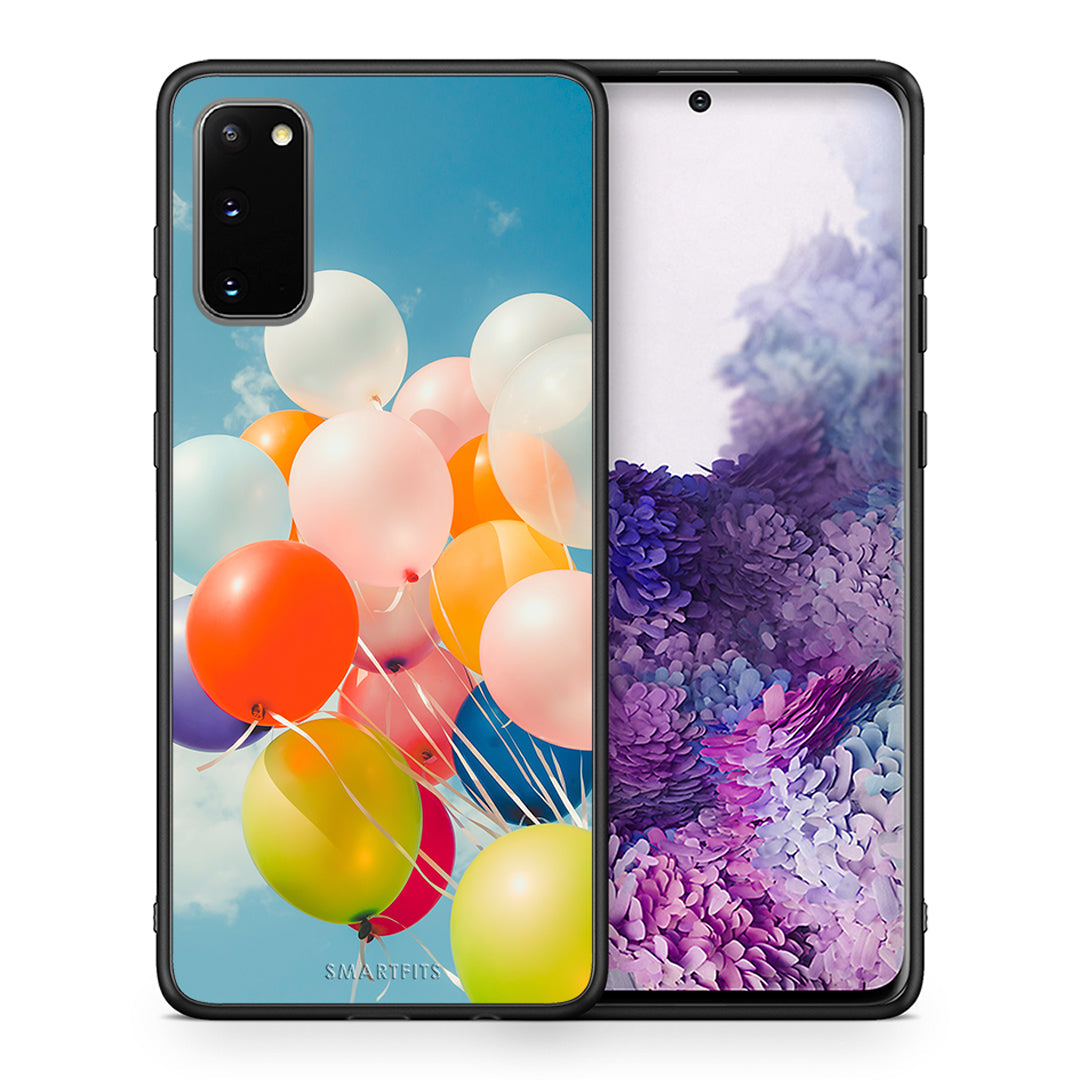 Θήκη Samsung S20 Colorful Balloons από τη Smartfits με σχέδιο στο πίσω μέρος και μαύρο περίβλημα | Samsung S20 Colorful Balloons case with colorful back and black bezels