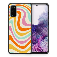 Thumbnail for Θήκη Samsung S20 Colourful Waves από τη Smartfits με σχέδιο στο πίσω μέρος και μαύρο περίβλημα | Samsung S20 Colourful Waves case with colorful back and black bezels