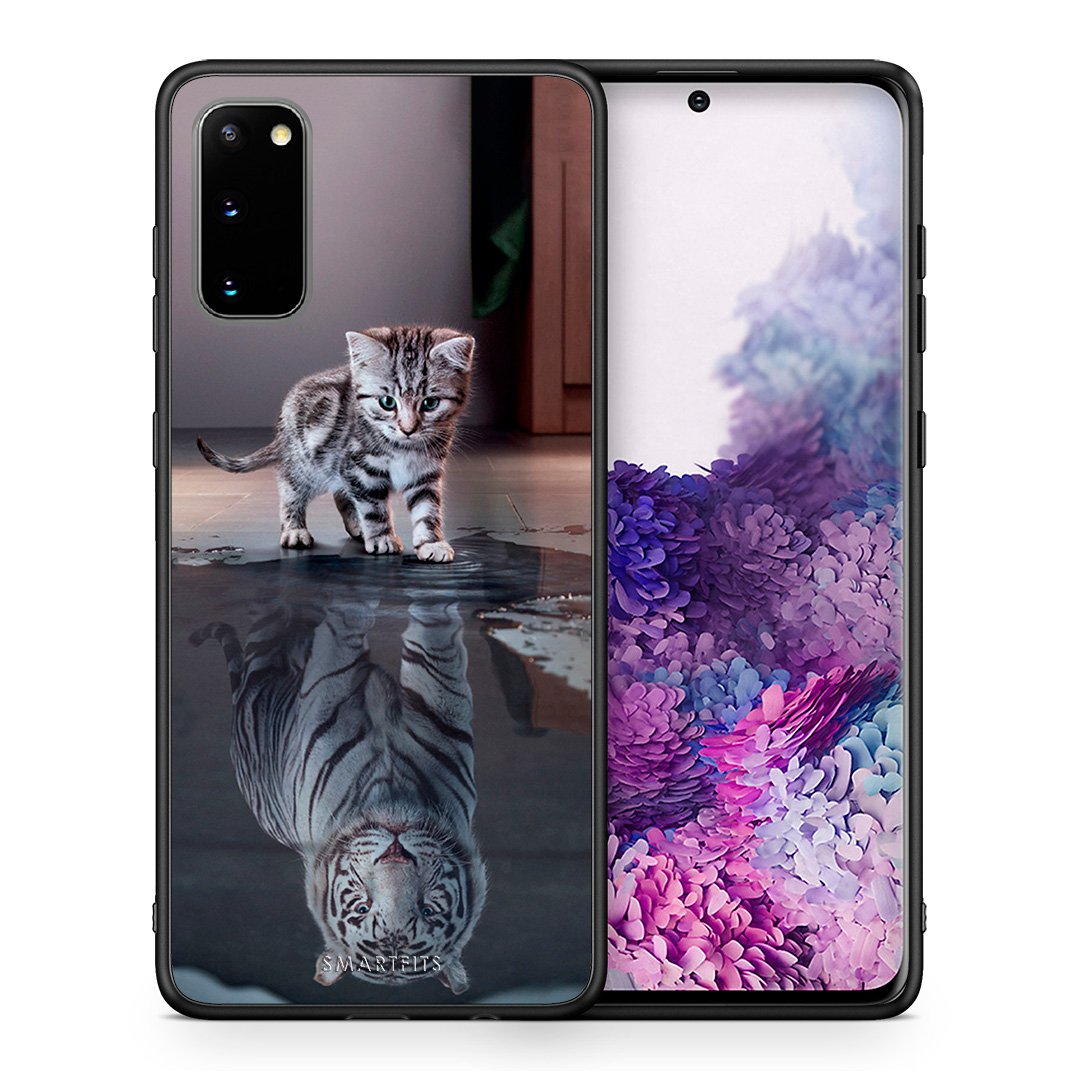 Θήκη Samsung S20 Tiger Cute από τη Smartfits με σχέδιο στο πίσω μέρος και μαύρο περίβλημα | Samsung S20 Tiger Cute case with colorful back and black bezels