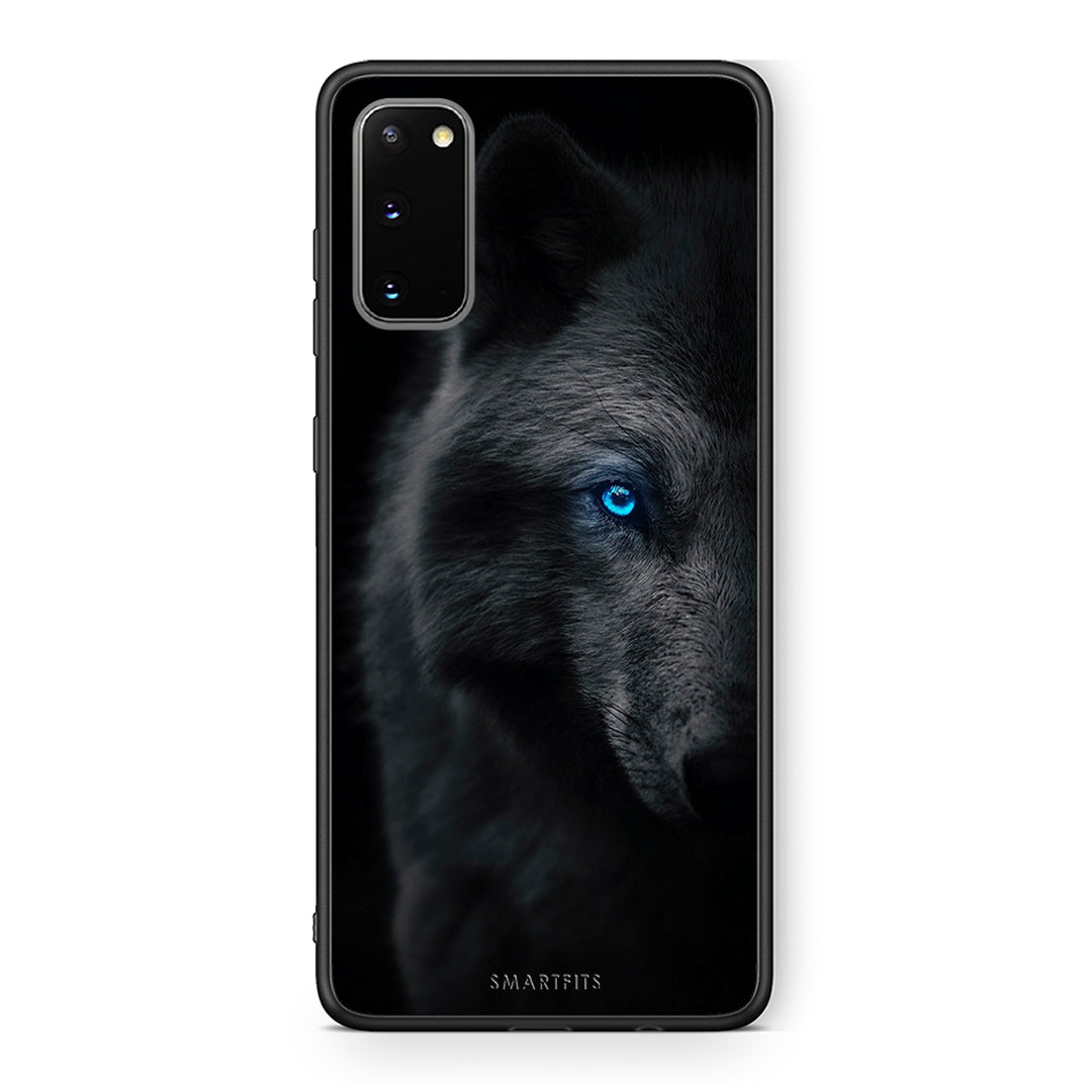Samsung S20 Dark Wolf θήκη από τη Smartfits με σχέδιο στο πίσω μέρος και μαύρο περίβλημα | Smartphone case with colorful back and black bezels by Smartfits