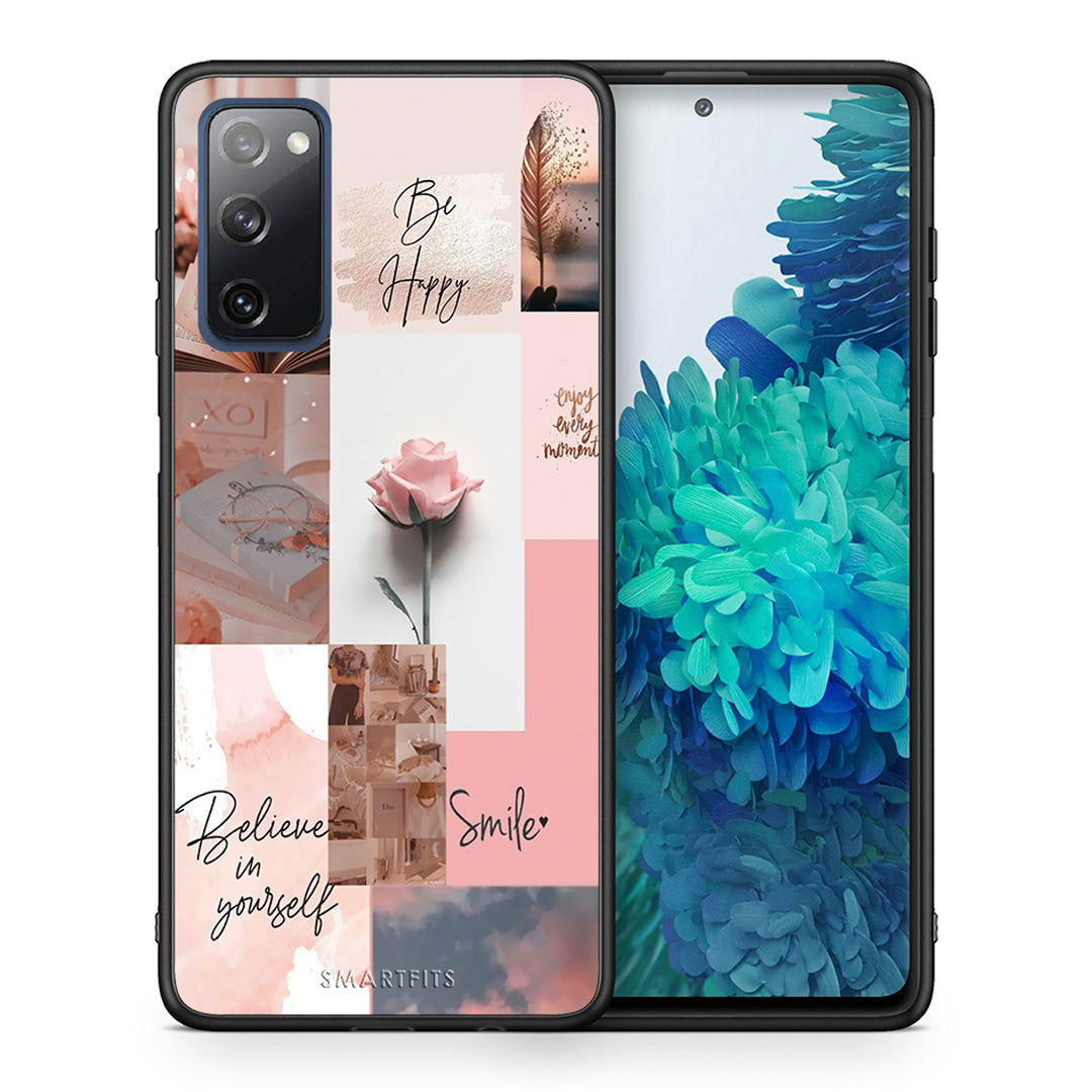Θήκη Samsung S20 FE Aesthetic Collage από τη Smartfits με σχέδιο στο πίσω μέρος και μαύρο περίβλημα | Samsung S20 FE Aesthetic Collage case with colorful back and black bezels
