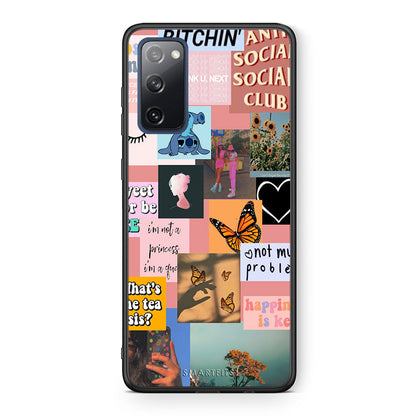Θήκη Αγίου Βαλεντίνου Samsung S20 FE Collage Bitchin από τη Smartfits με σχέδιο στο πίσω μέρος και μαύρο περίβλημα | Samsung S20 FE Collage Bitchin case with colorful back and black bezels