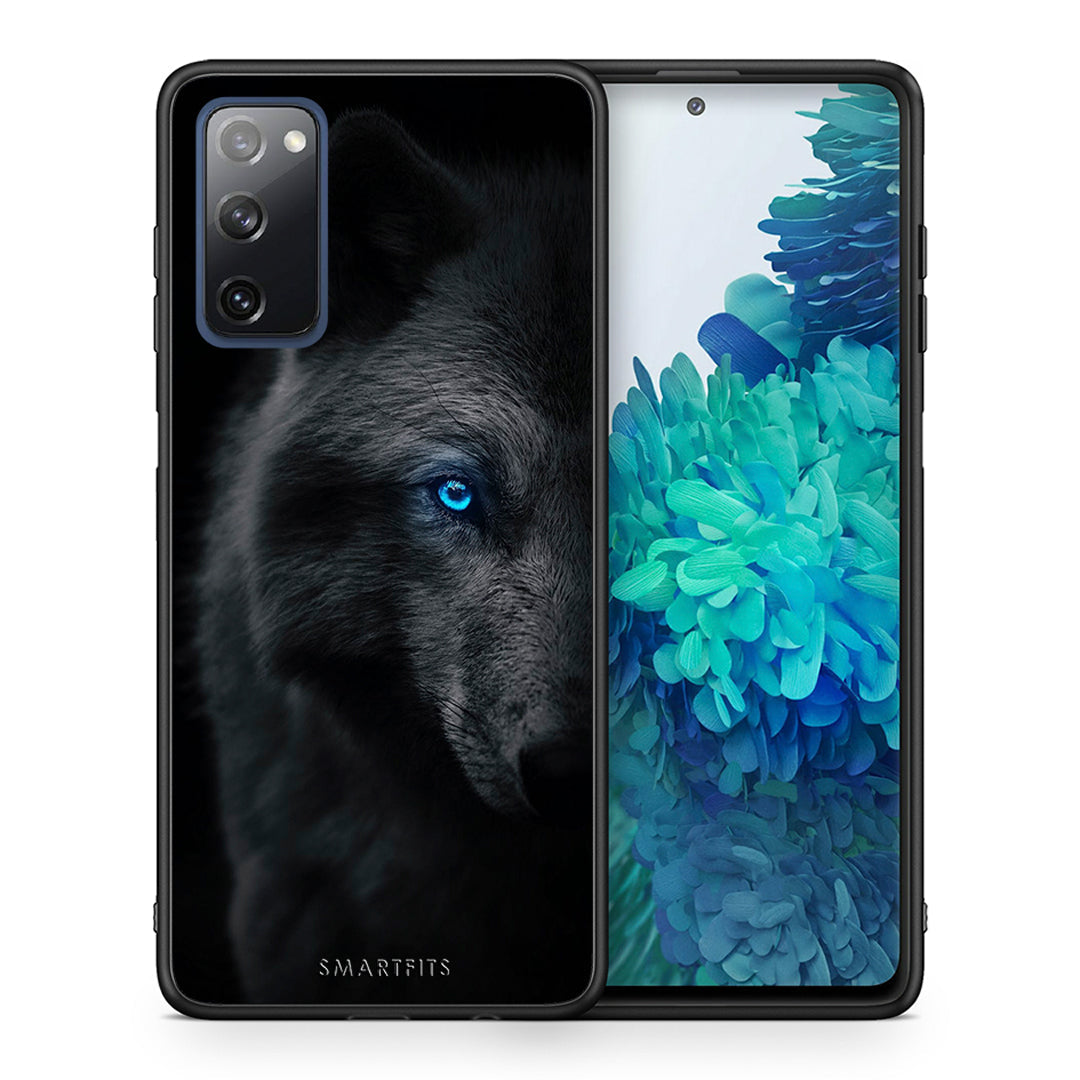 Θήκη Samsung S20 FE Dark Wolf από τη Smartfits με σχέδιο στο πίσω μέρος και μαύρο περίβλημα | Samsung S20 FE Dark Wolf case with colorful back and black bezels