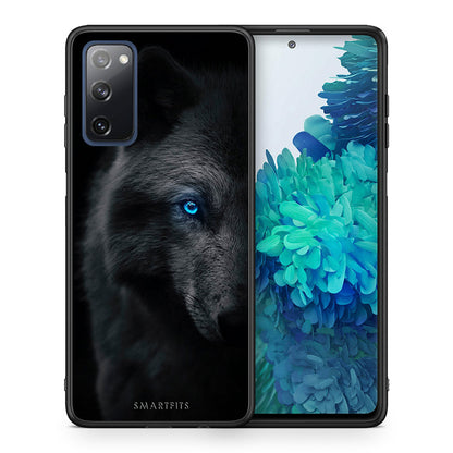 Θήκη Samsung S20 FE Dark Wolf από τη Smartfits με σχέδιο στο πίσω μέρος και μαύρο περίβλημα | Samsung S20 FE Dark Wolf case with colorful back and black bezels