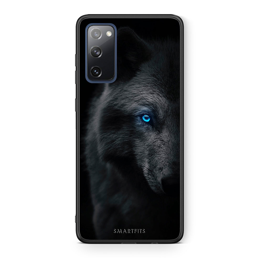 Θήκη Samsung S20 FE Dark Wolf από τη Smartfits με σχέδιο στο πίσω μέρος και μαύρο περίβλημα | Samsung S20 FE Dark Wolf case with colorful back and black bezels