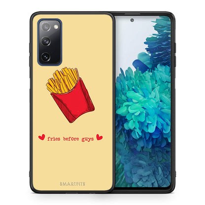 Θήκη Αγίου Βαλεντίνου Samsung S20 FE Fries Before Guys από τη Smartfits με σχέδιο στο πίσω μέρος και μαύρο περίβλημα | Samsung S20 FE Fries Before Guys case with colorful back and black bezels