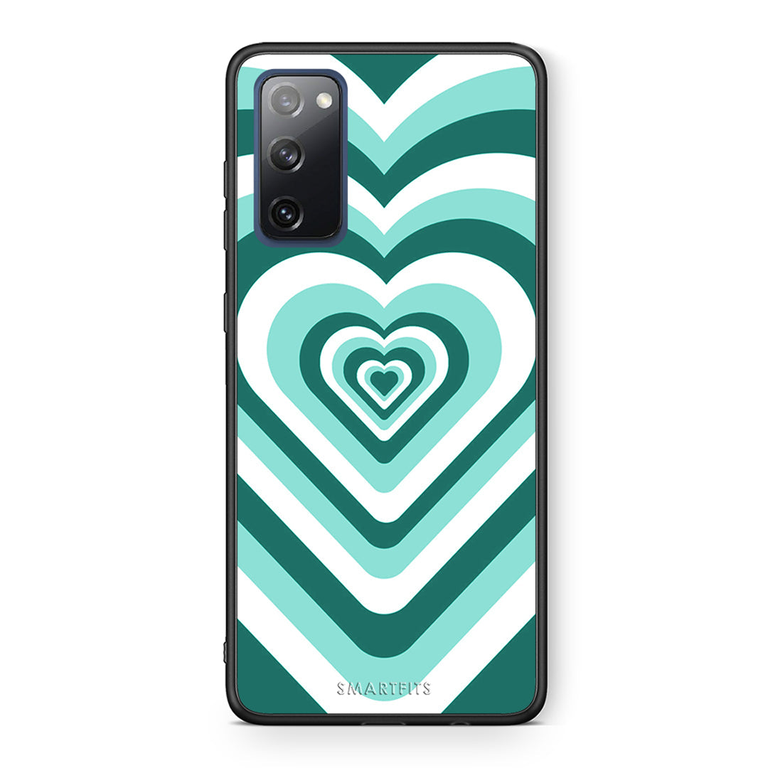 Θήκη Samsung S20 FE Green Hearts από τη Smartfits με σχέδιο στο πίσω μέρος και μαύρο περίβλημα | Samsung S20 FE Green Hearts case with colorful back and black bezels