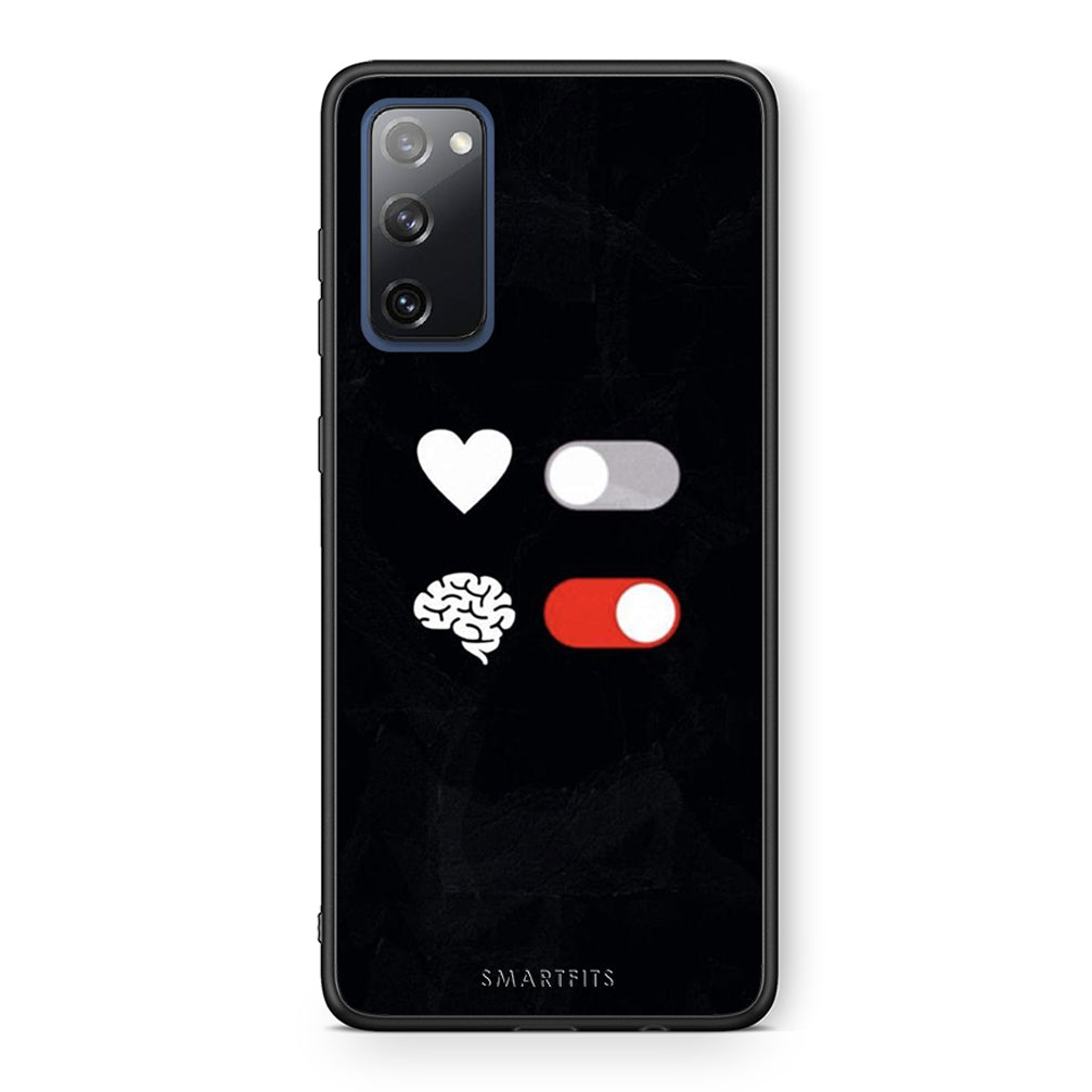 Θήκη Αγίου Βαλεντίνου Samsung S20 FE Heart Vs Brain από τη Smartfits με σχέδιο στο πίσω μέρος και μαύρο περίβλημα | Samsung S20 FE Heart Vs Brain case with colorful back and black bezels